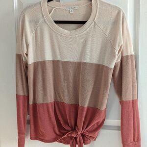 Nine Britton Araya Tie Front Brushed Knit Long Sleeve Top Size S